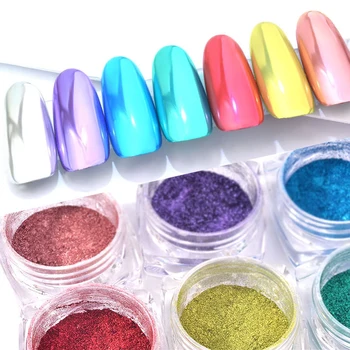1 adet 7 Renkler parlak tırnak Ayna Tozu Krom Toz Tırnak Sanat Pigment 0.3 g Ayna pigment tozu parlak tırnak Daldırma Tozu
