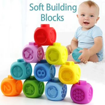 10 adet / takım Bebek Kavramak Oyuncak Kabartmalı Yapı Taşları 3D Dokunmatik El Yumuşak Topları Bebek Kauçuk Dişlikleri Sıkmak Oyuncak Banyo Topu Oyuncaklar Hediye