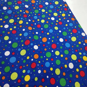 100 % Düz Pamuk Mavi Renkli Gökkuşağı Polka Dot Baskılı pamuklu Poplin Kumaş 50x140 cm Nokta Kumaş Patchwork