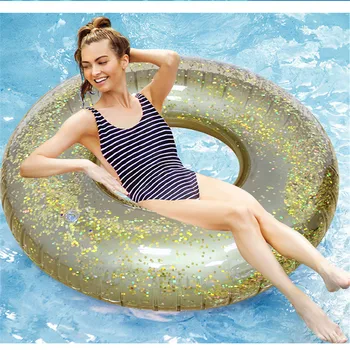 120cm Dev şişme yüzme simidi Renkli Parlayan Yetişkinler İçin Yeni Yaz Kadın Havuz Şamandıra su oyuncakları Piscina