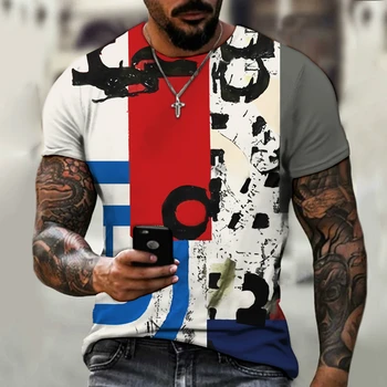 2021 3D Baskılı erkek tişört Yaz Kısa Kollu Moda Avrupa ve Amerikan Tarzı Büyük Boy O-Boyun Sokak Trend Xxs-6xl