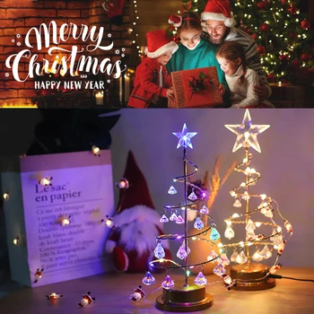 2022 Noel dekoratif peri gece lambası LED kristal yıldız ferforje Masa lambası yatak odası dekoru Noel ağacı ışık Noel sanat