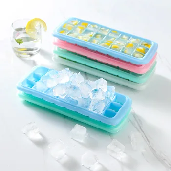 24 Izgara Buz Küpü Makinesi silikon kalıp Kapaklı Buz Küpü Tepsi Kutusu Lolipop Yapma Aracı Dondurulmuş Viski Popsicle Mutfak Aksesuarları