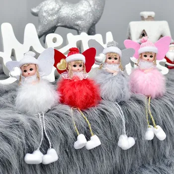 3 adet Sevimli Yıldız Tüy Kalp Melek Bebek Asılı Oyuncak Noel Baba Kardan Adam Noel Ağacı Süsleme Yeni Yıl Partisi Ev Odası dekor