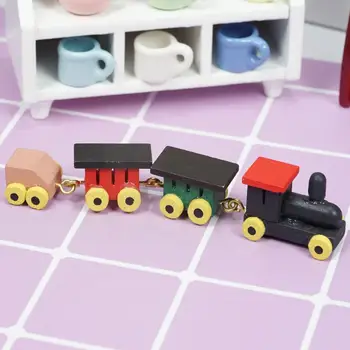 3 Adet / takım Küçük Tren 1: 12 Mini Model Ahşap Malzemeler Ev Modeli Simülasyon çocuk Dekorasyon Oyuncaklar Oturma Oyuncaklar Odası Bedr A4ı6