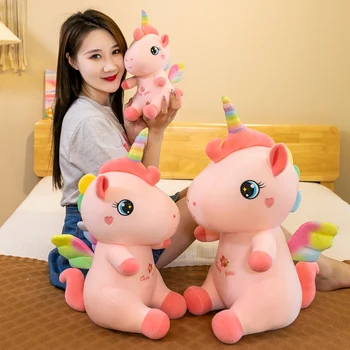 30-60cm Kawaii Yumuşak Unicorn Dolması peluş oyuncak Hayvan Oyuncaklar Bebek Çocuk Yatıştırmak uyku yastığı Bebek Doğum Günü Hediyeleri kızlar İçin