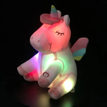 30 cm Yeni Gelmesi Yüksek Kalite LED Unicorn Peluş Light Up Oyuncaklar Doldurulmuş Hayvanlar Sevimli At Yumuşak Bebek Çocuk Oyuncakları Noel Doğum Günü Hediyeleri