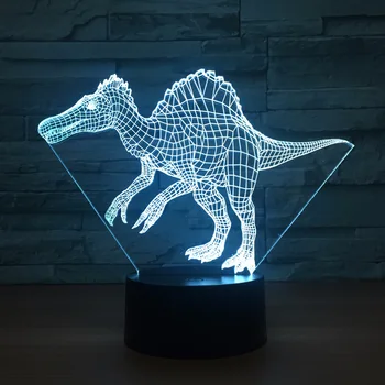 3D dinozor LED masa lambası USB hayvan 3D gece ışıkları 7 renk USB 3D Illusion ışıkları oturma odası için dekoratif atmosfer lambası
