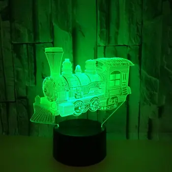 3D Stereo Görüş Tren Lambası Akrilik 7 Renk Değiştirme USB Yatak Odası Başucu Gece Lambası Yaratıcı masa lambası Ev Dekor