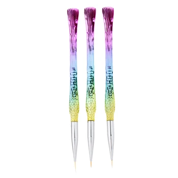 3x Pro Nail Art UV Jel Tasarım Kalem cila fırçası Süsleyen Çizim Aracı