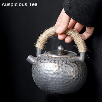 450ml Japon Yaldızlı Pas Sır Seramik Döngü saplı Demlik Büyük Kapasiteli Demlik Kung Fu Çay Seti Çay Yapma Pot Aksesuarları Hediye