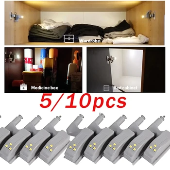 5/10 adet LED dolap altı ışığı İç Menteşe Lambası Evrensel Dolap Dolap Sensörü yatak odası lambaları Mutfak Dolap Gece Lambası