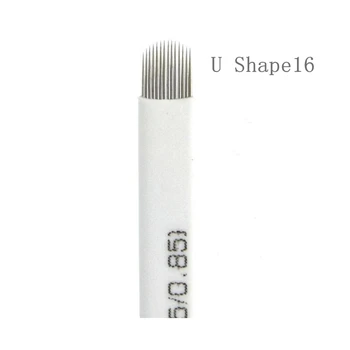 50 adet 16 pin U Microblading İğneler 16 pins Dövme İğneler Kavisli Mermer makyaj Kaş kalemi Makinesi Beyaz Ücretsiz Kargo