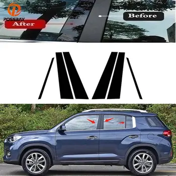 6 Adet Araba Kapı Pencere Pillar Mesajları ayar kapağı Sticker Parlak Siyah Dış Parçaları Hyundai IX35 2016 2017 2018 2019-2021