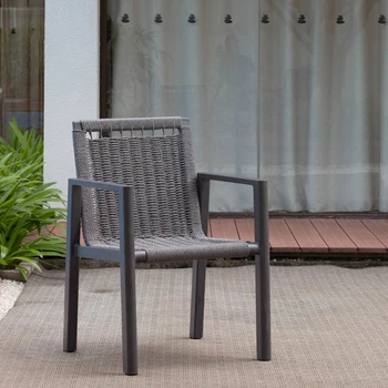 6 Parça İç ve Dış Mekan Elastik Halat Sandalye Veranda Bistro Dokuma Sandalye Bahçe Yemek Sandalyesi Masa ile el