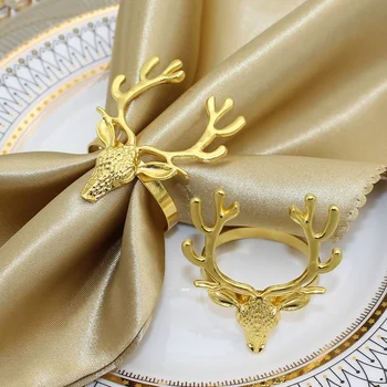 Altın Narin Geyik Kafası peçete halkaları Restoran Bar Mutfak Masa Örtüsü Aksesuarları Düğün Noel Partisi Dekorasyon İçin