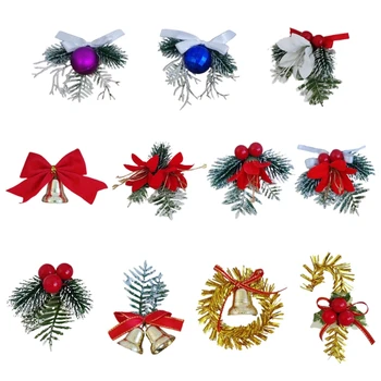 Asılı Noel Ağacı Dekorasyon Yapay Noel Bitki Asılı Süsleme ile Top Çan suni çam kozalağı Süslemeleri B03E