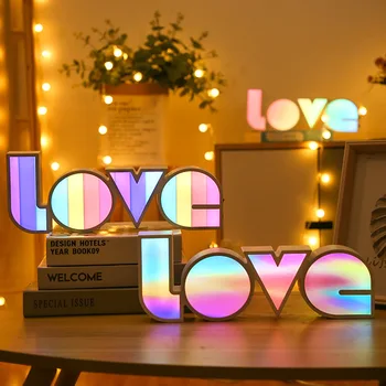 Aşk mektubu modelleme LED gece ışıkları sıcaklık odası lamba neon ışık tatil noel düğün dekorasyon ışıklandırma sevgililer hediye