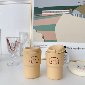 Basit Moda Su kapaklı bardak Kahve süt kupası Karikatür Bulut Köpek Anti Haşlanma plastik bardaklar Kızlar için Kawaii Su Şişesi