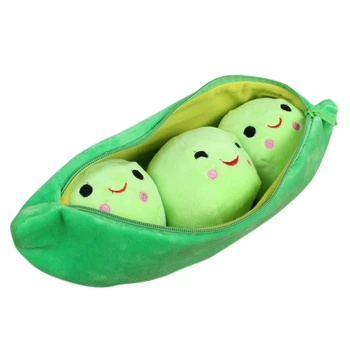 Bebek Yeşil Bezelye Bitki Fasulye peluş oyuncaklar Çocuklar Çocuklar İçin 3 Sevimli Gülümseme Topları Çanta İle Peluş Doldurulmuş Oyuncaklar Kız Erkek noel hediyesi