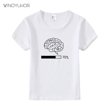 Beyin Yükleme Komik Baskı T-Shirt Bebek Çocuk 2021 Yeni Yaz Kısa Kollu T Gömlek Kız Erkek Mizah Karikatür Giyim Streetwear