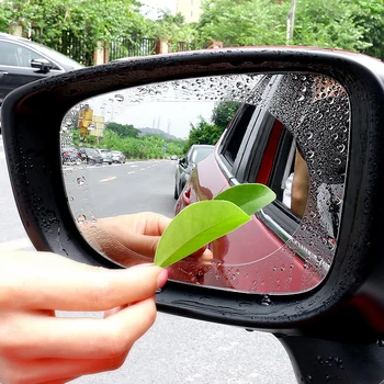 Bir Çift Araba yapışkan film Araba Ayna Pencere Şeffaf Film Membran parlama Önleyici Su Geçirmez Anti Sis Araba dikiz aynası Koruyucu
