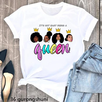 Bu Çok Kolay Olmak Kraliçe Grafik baskı t-shirt Kadın Renkli Siyah Kızlar Sihirli T Shirt Femme Harajuku Kawaii Giysileri T-Shirt