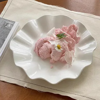 Cutelife Sevimli Beyaz Küçük Fırfır Plastik Kek Tabağı Ekmek Tatlı suşi tabağı Kahvaltı Mutfak Aperatif Restoran Düğün Tabağı