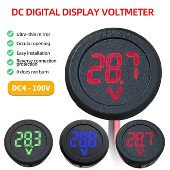 DC 4-100V LED dijital ekran Dairesel İki telli Voltmetre DC Dijital Voltmetre Kafa Ekran Ters Bağlantı Koruması