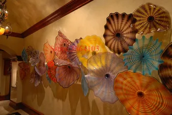 Duvar için Özelleştirilmiş Renk Boyutu Çok Renkli Lüks Murano Sanat Cam Tabaklar