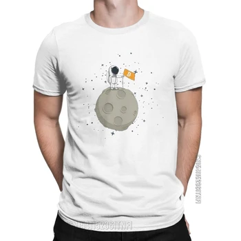 Erkekler Bitcoin Ay Cryptocurrency T Shirt Saf Pamuk Giyim Eğlence Klasik Kısa Kollu Ekip Boyun Tees 2XL 3XL T-Shirt