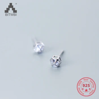 Fabrika Fiyat 100 %925 Ayar Gümüş Moda Minimalizm elmas düğme küpe Güzel Takı Kadın için