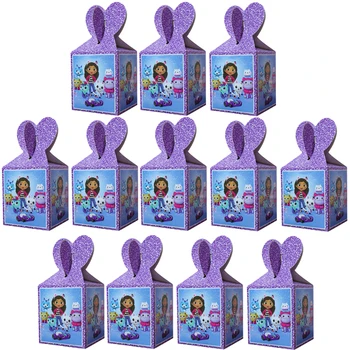 Gabby Dollhouse Parti Malzemeleri şeker kutusu Bebek Duş Doğum Günü Partisi Dekoru Patlamış Mısır Kutusu çocuklar için doğum günü kağıdı hediye keseleri Kutuları
