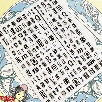 HANYİ-126 HANYİ-386 İngilizce kelime harfler alfabe 3D Geri tutkal Nail Art Etiketler Çıkartmaları Kaydırıcılar Tırnak süsleme dekorasyon