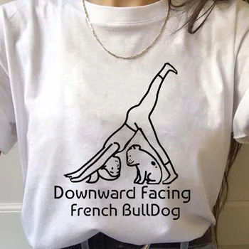Harajuku Anime kısa kollu t-shirt Harajuku Grafik Tee Kadın Yaz kadın T-shirt Fransız Bulldog Kawaii Karikatür T-shirt