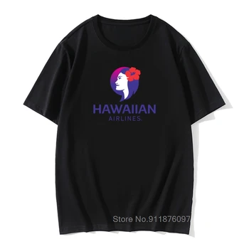 Hawaiian Airlines Baskı T-shirt Severler Günü %100 % Pamuk Vintage Erkek T Shirt komik tişört Hakim Kısa Kollu Üst T-shirt
