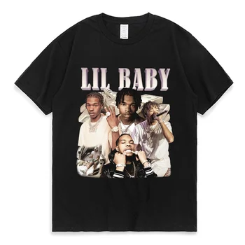 Hip Hop Rapçi Lil Bebek T Shirt 90s Vintage grafikli tişört Büyük Boy kısa kollu t-shirt Erkek Kadın Streetwear Harajuku Tee
