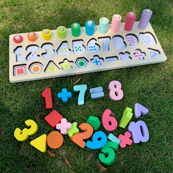 JaheerToy Matematik Oyuncaklar Çocuklar için Renkli Daire Montessori Eğitim Ahşap Oyuncak Şekil Numarası Eşleştirme Oyunu Erken Eğitim