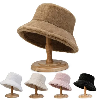 Kadın Sonbahar Ve Kış Kova Şapka Kadın Bob Kapaklar Yün Peluş Düz Renk Sıcak 58 cm Yüksek Kaliteli Pot Kap YF0138