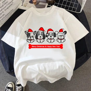 Kadın T-shirt 90s Ulzzang Harajuku Grafik Komik Sevimli köpek Baskı T-shirt O Boyun Rahat kadın Üst T-shirt
