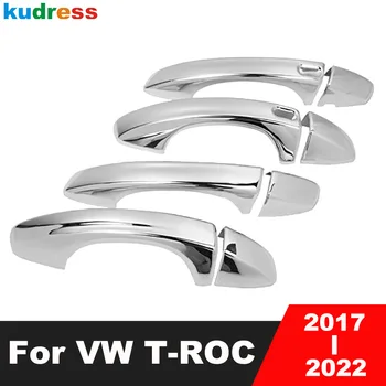 Kapı kulp kılıfı Trim Volkswagen VW T-ROC TROC 2017 2018 2019 2020 2021 2022 ABS Krom dekorasyon çıkartması Araba Aksesuarları