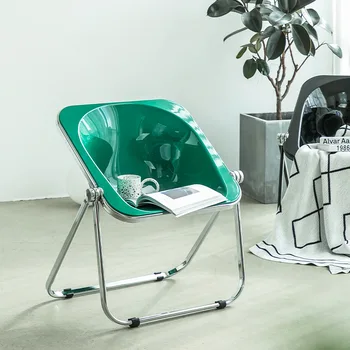 Katlanır Akrilik Sandalyeler şeffaf sandalye Rahat Mobil Tabure Oturma salon mobilyası İskandinav Modern Zarif Ev Dekorasyon
