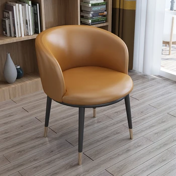 Kol dayama Deri yemek sandalyeleri Metal Rahat Modern İskandinav Sandalye Ergonomik Minimalist Cadeiras De Jantar Lüks Mobilya