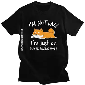 Komik değilim Tembel Shiba Inu T Gömlek Erkekler Saf Pamuk Tee Gömlek Baskı Loafer Köpek Tembellik Tees Grafik Tshirt Ücretsiz Kargo