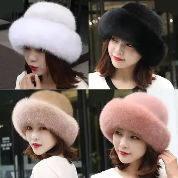 Kış Yeni Kadın Şapka Yumuşak Kabarık Taklit Kürk Şapka Kalınlaşmak Şapka Moda Bere Sıcak Kış Kalın Şapka Şapka Bayanlar N4S5