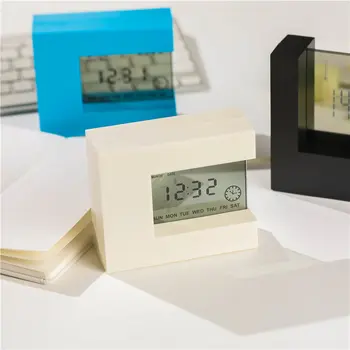 Led dijital alarmlı saat Saat Pil Uyku Yaratıcı Taşınabilir çalar saat Çocuk Moda Modern Şeffaf Despertador masa dekoru Ev