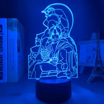 Led Gece Lambası Anime Fullmetal Simyacı yatak odası dekoru Gece Lambası doğum günü hediyesi Fullmetal Simyacı 3d ışık Edward Elric