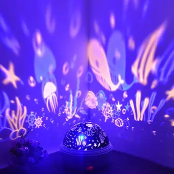 LED yıldızlı gökyüzü projektör ışık ev dönen USB şarj çocuk uyku ışık başucu masa lambası yuvarlak top yılbaşı dekoru ışık