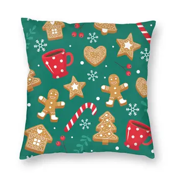 Merry Christmas Şeker Kahve Yastık Baskı polyester yastık örtüsü Süslemeleri Yastık Kılıfı Ev Fermuarlı 40X40cm
