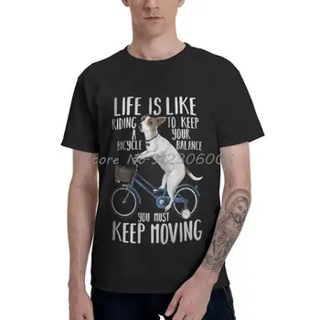 Mizah Jack Russell Terrier Tişörtleri Erkekler Grafik Tees En Pamuklu T Shirt Kısa Kollu Köpek Sürme bisiklet T-shirt Hediye